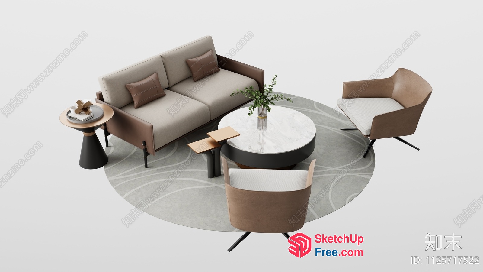 Modern Living Room With Neutral Color Scheme And Sleek Furniture 3D SketchUp File