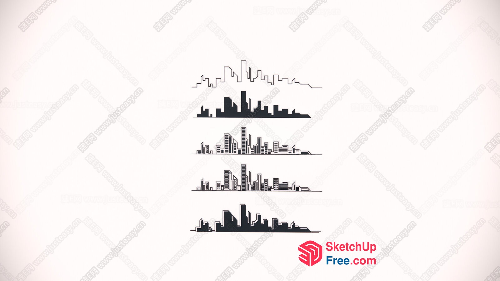 Cityscape Silhouette Collection 3D SketchUp File