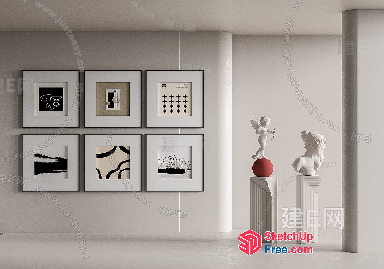 Minimalist Art Gallery Interior 3D SketchUp File