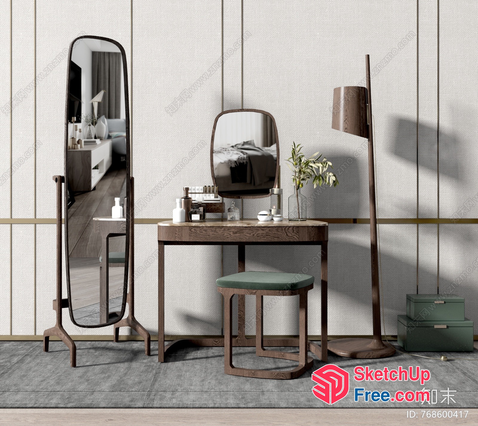 Minimalist Japanese-Style Bedroom Furniture 3D SketchUp File