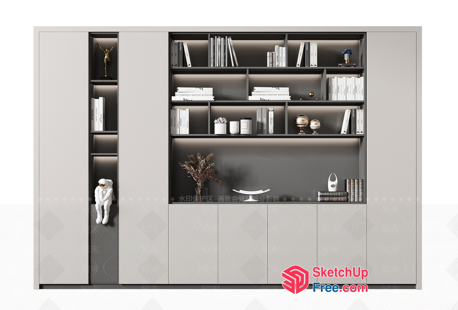 Modern Minimalist Bookcase And Storage Unit 3D SketchUp File