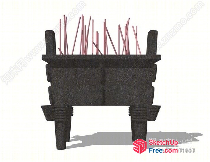 Stone Pillar Staircase With Red Rods 3D SketchUp File