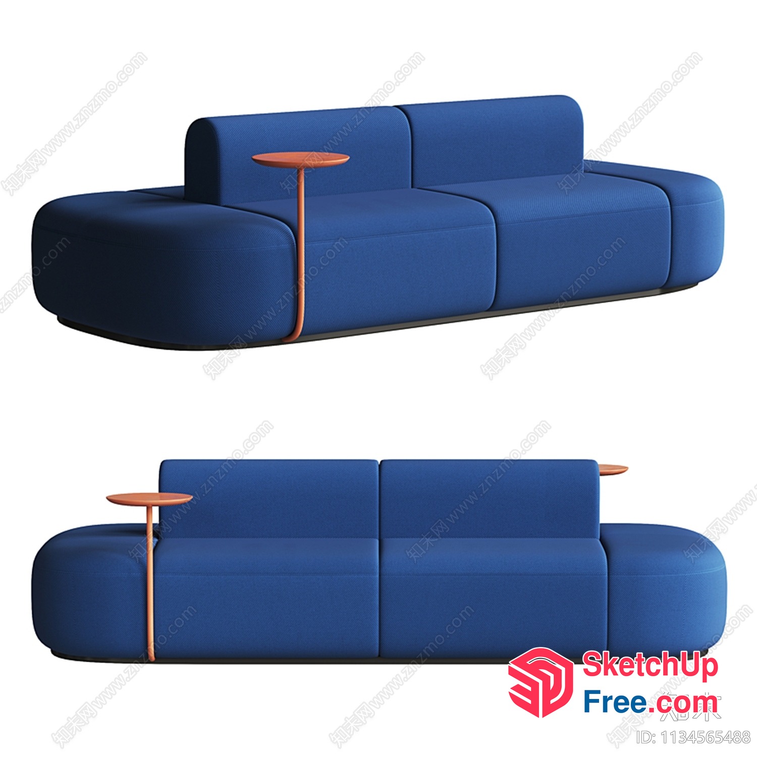 Modern Blue Sofa With Side Table 3D SketchUp File