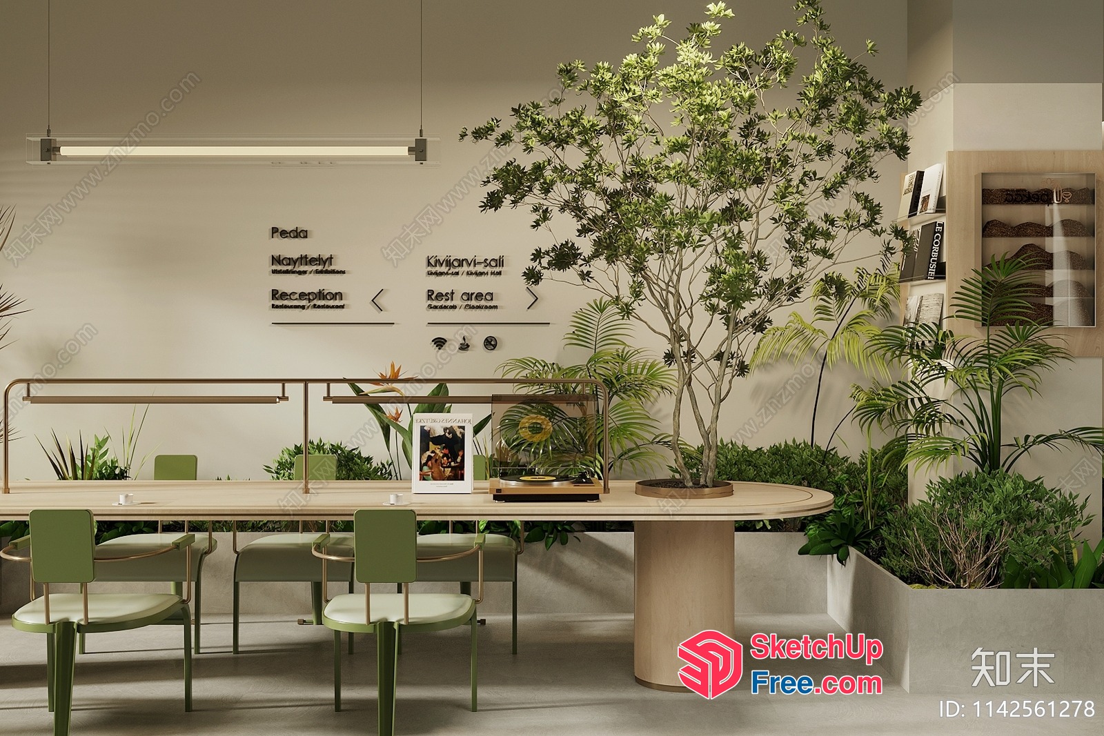 Modern Minimalist Interior With Natural Wood And Greenery 3D SketchUp File