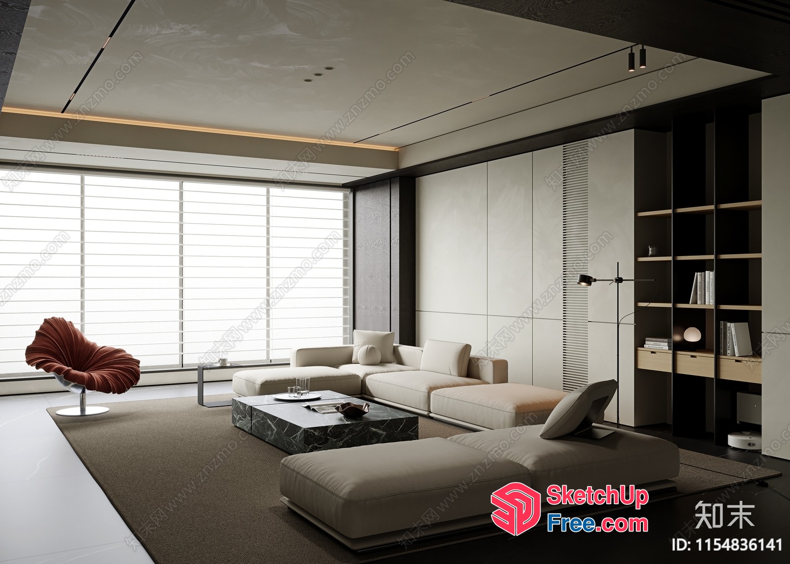 Modern Minimalist Living Room With Sleek Furniture And Natural Light 3D SketchUp File