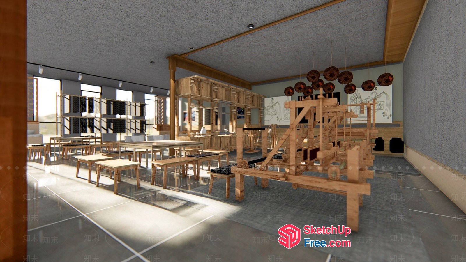 Spacious Sunlit Dining Room With Sleek Modern Furniture 3D SketchUp File