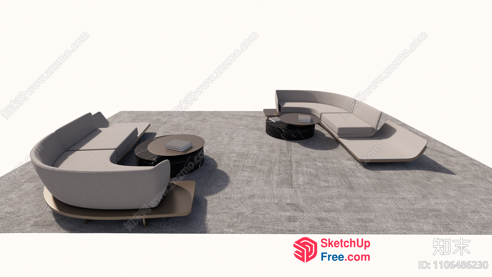 Modern Minimalist Outdoor Living Room Furniture Set 3D SketchUp File
