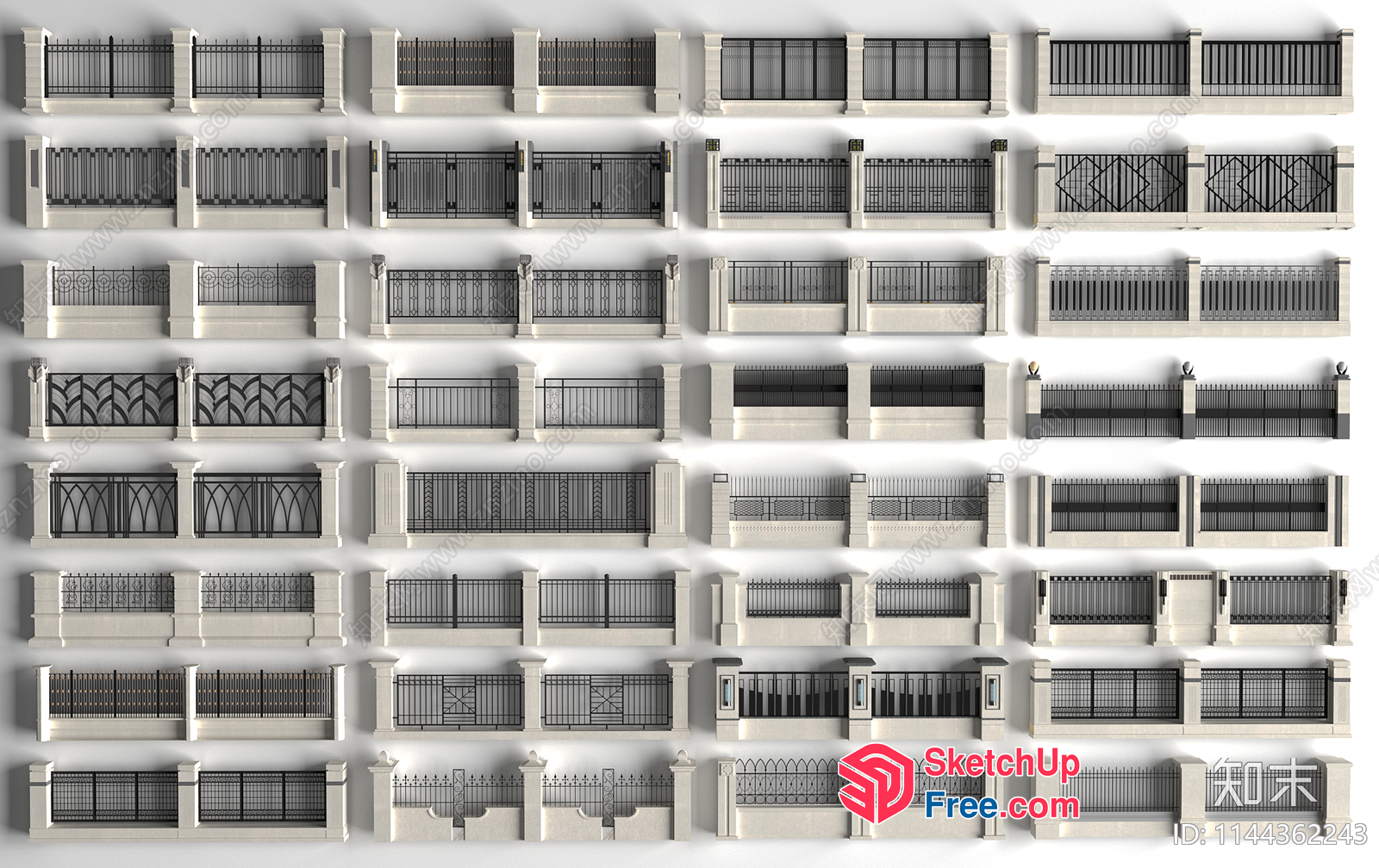 Ornate Balcony Railings Collection 3D SketchUp File