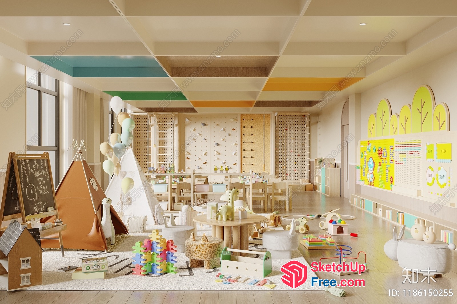 Vibrant Playroom Interior 3D SketchUp File