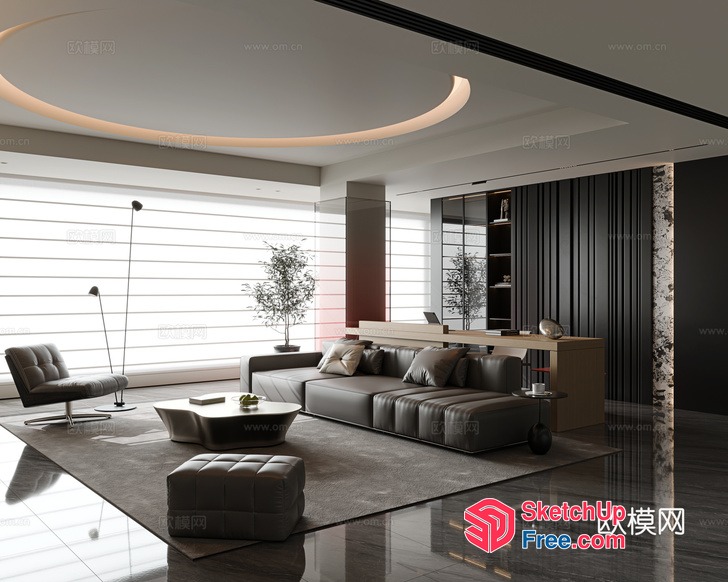 Modern Living Room With Sleek Furniture And Natural Light 3D SketchUp File