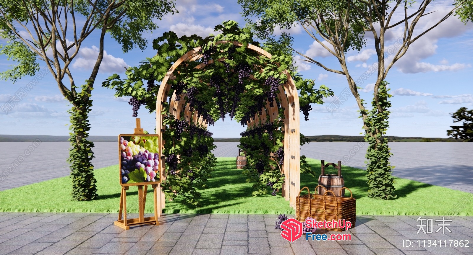 Elegant Outdoor Wine Themed Decor 3D SketchUp File