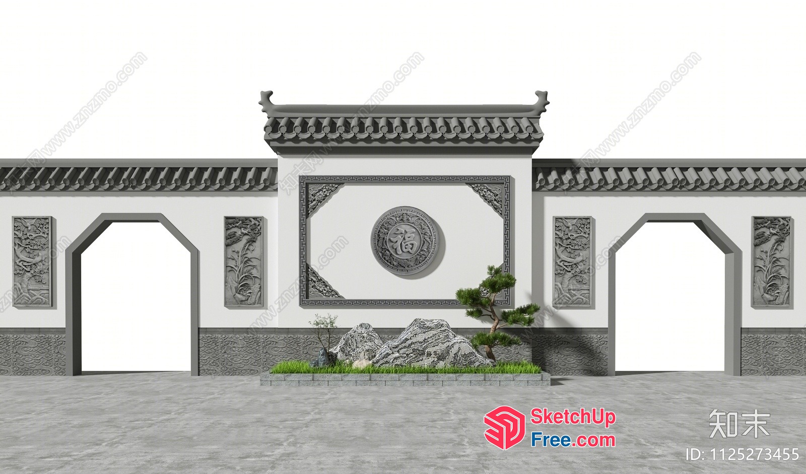 Ornate Traditional Asian Exterior Entrance 3D SketchUp File