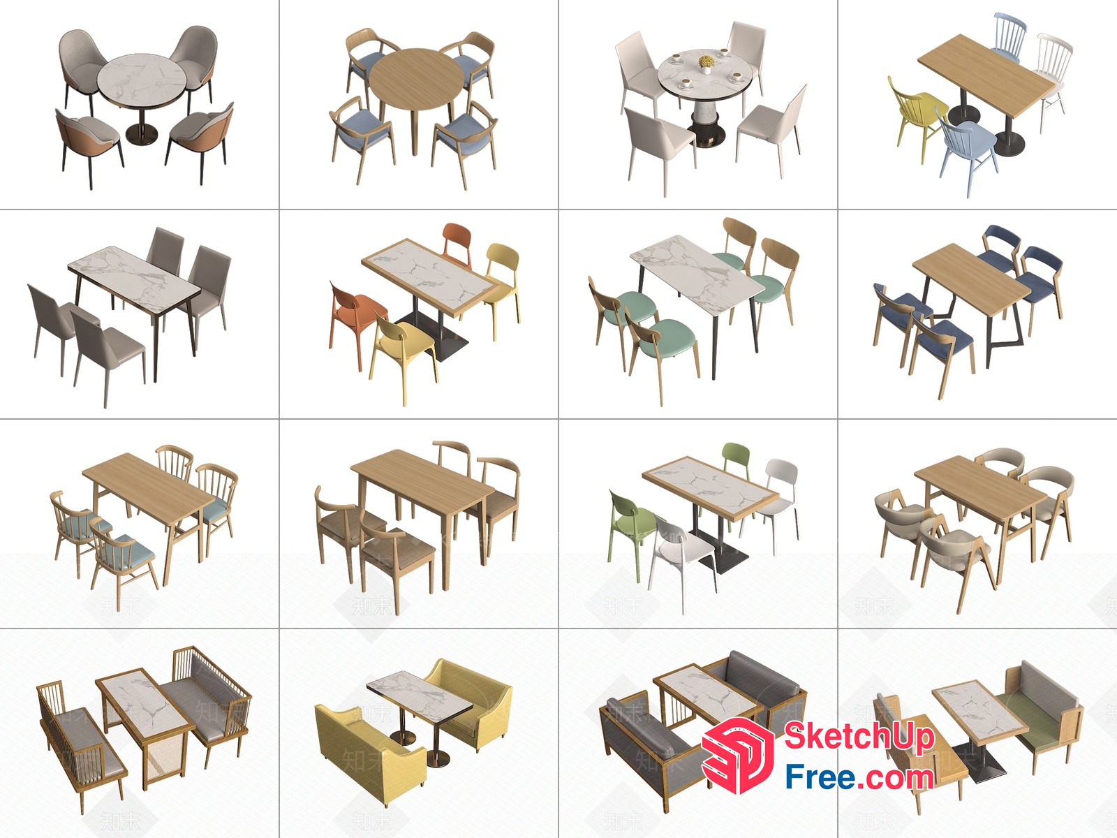 Modern Dining Room Furniture Set 3D SketchUp File