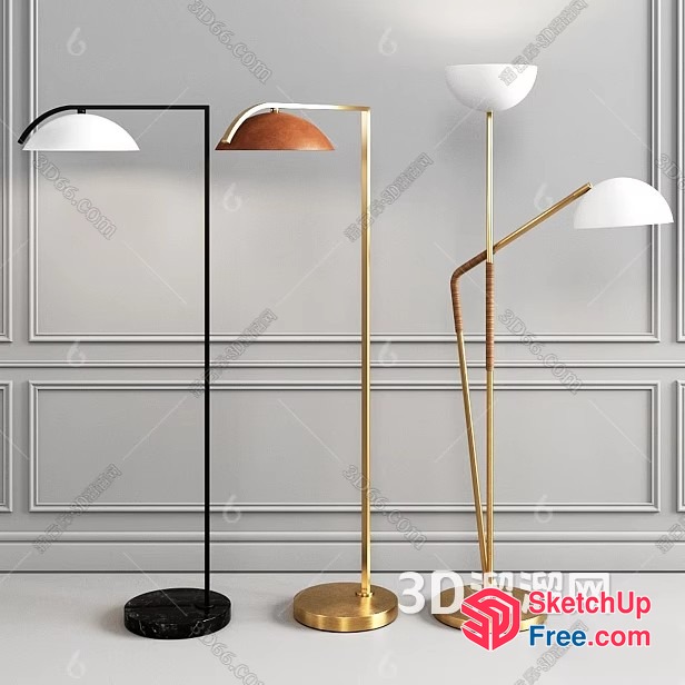 Three Floor Lamps In Different Styles 3D SketchUp File