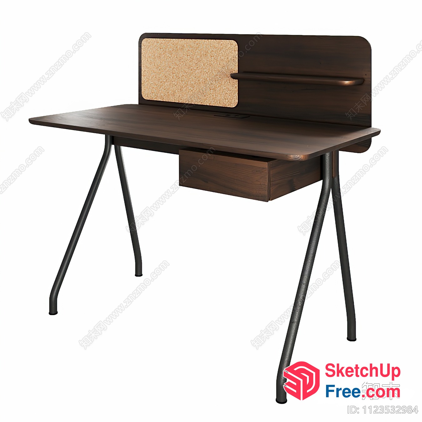 Simple Desk With Drawer And Backrest 3D SketchUp File