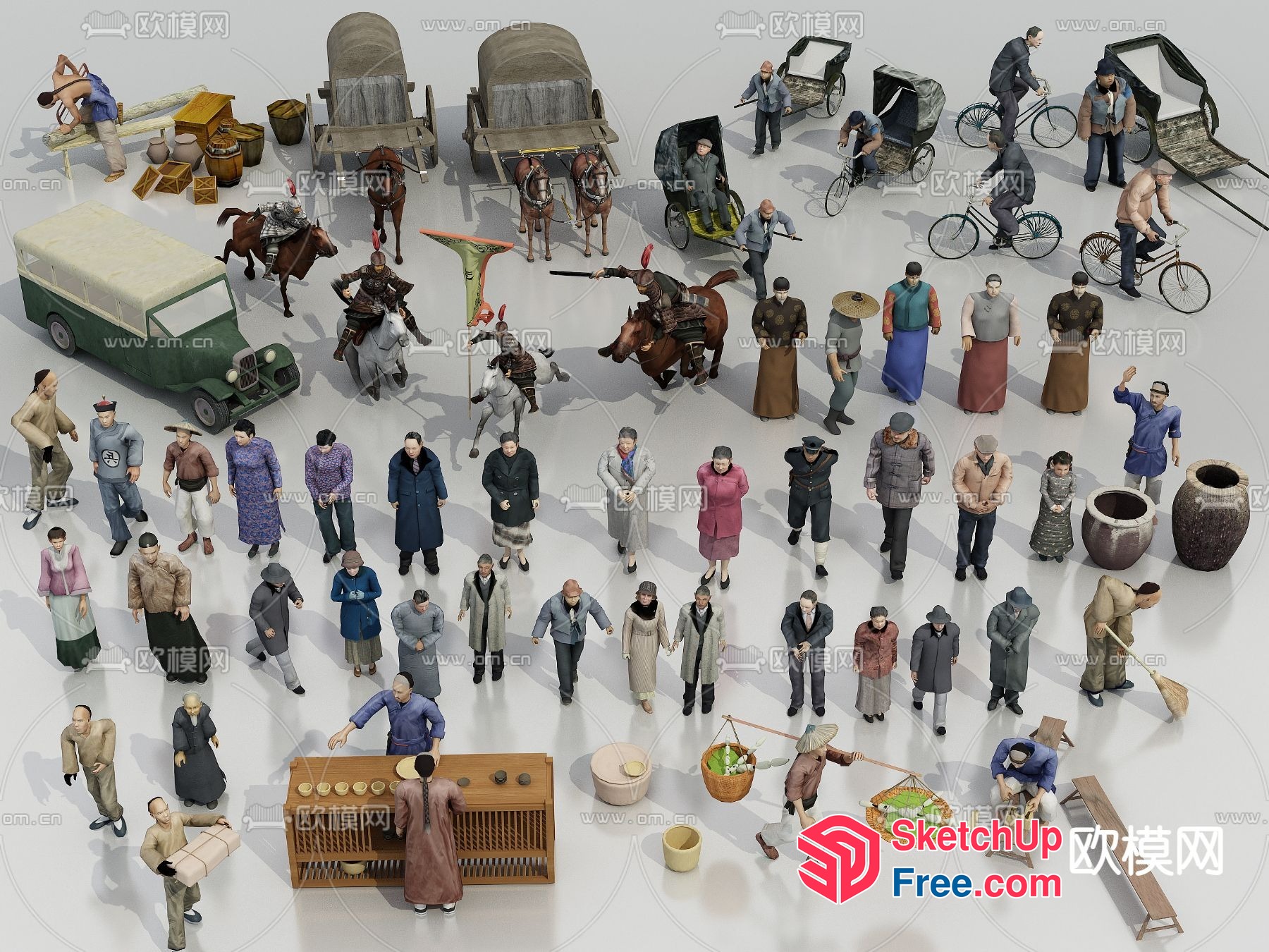 Asian Market Scene 3D SketchUp File