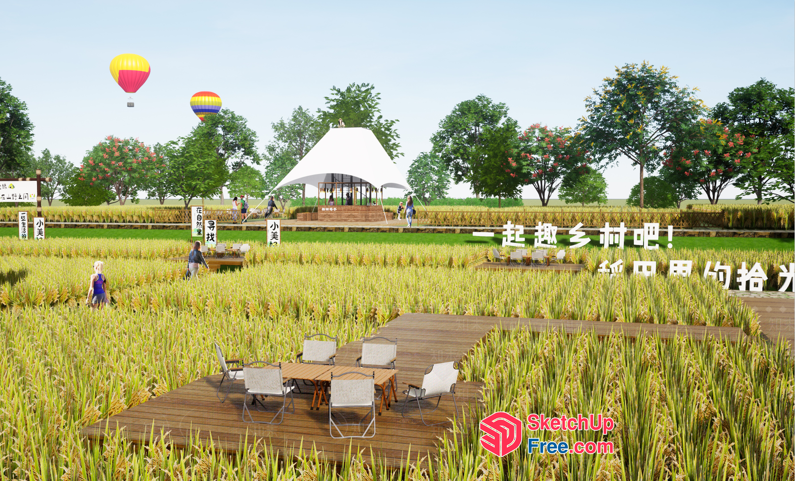 Serene Outdoor Gathering Space 3D SketchUp File