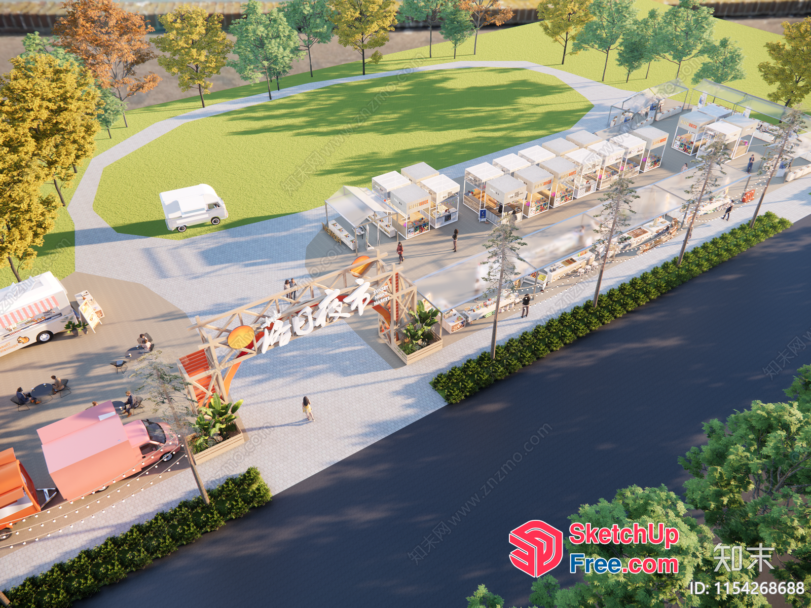 Food Truck Park 3D SketchUp File