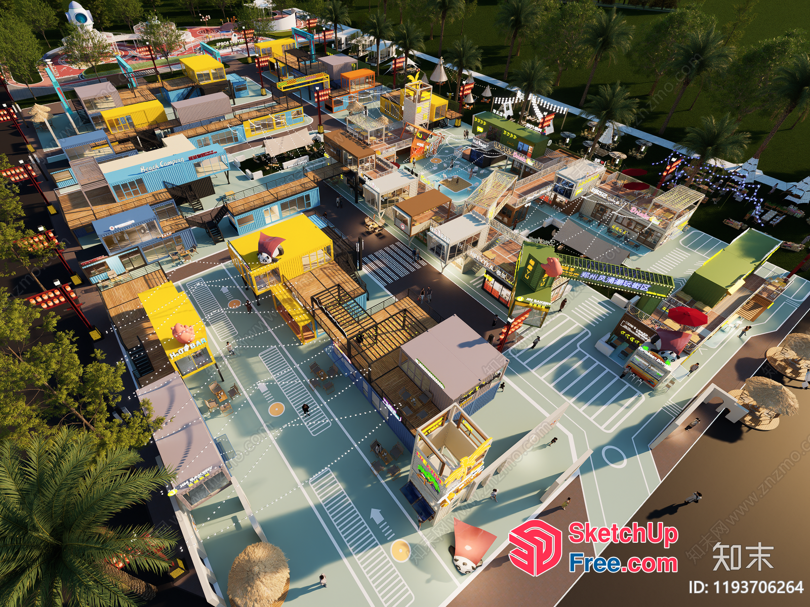 Colorful Food Truck Village 3D SketchUp File