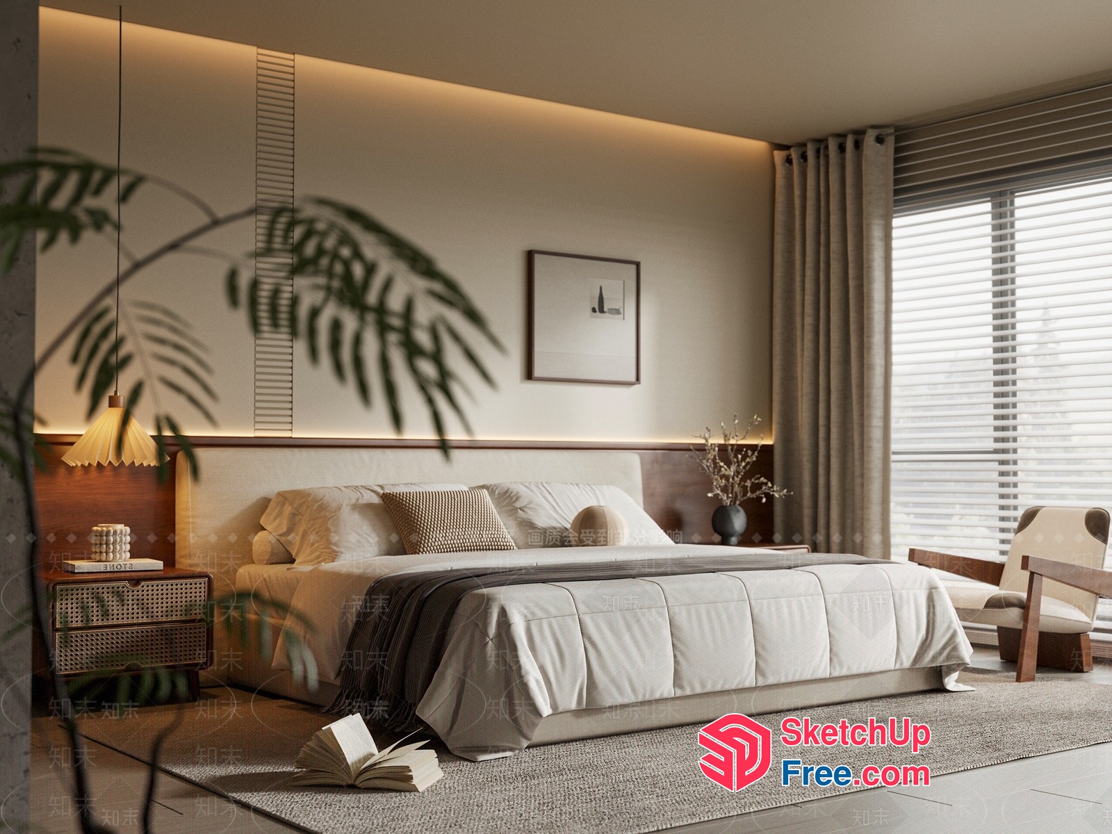 Elegant Minimalist Bedroom Design With Natural Light 3D SketchUp File