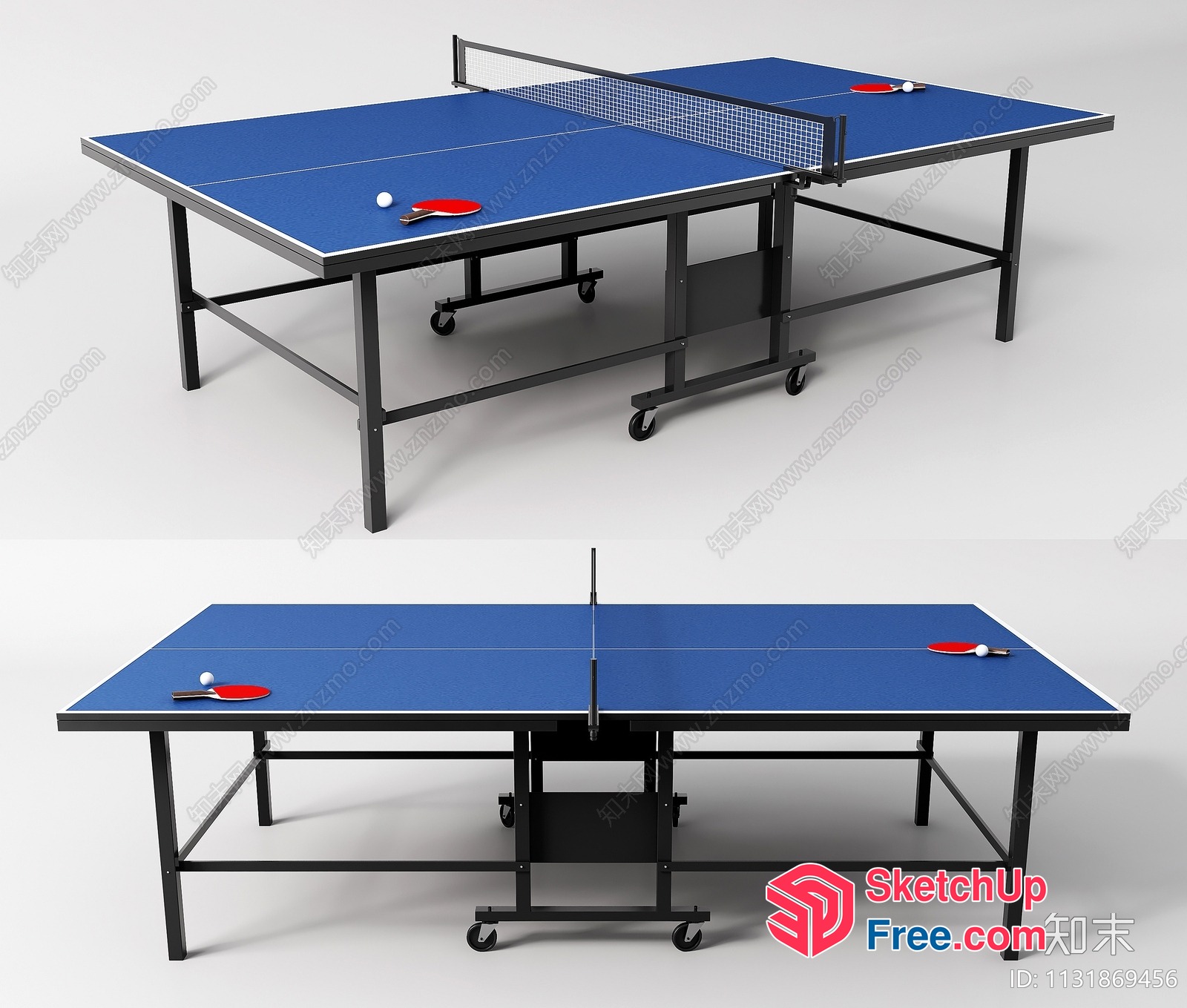 Ping Pong Table With Accessories 3D SketchUp File