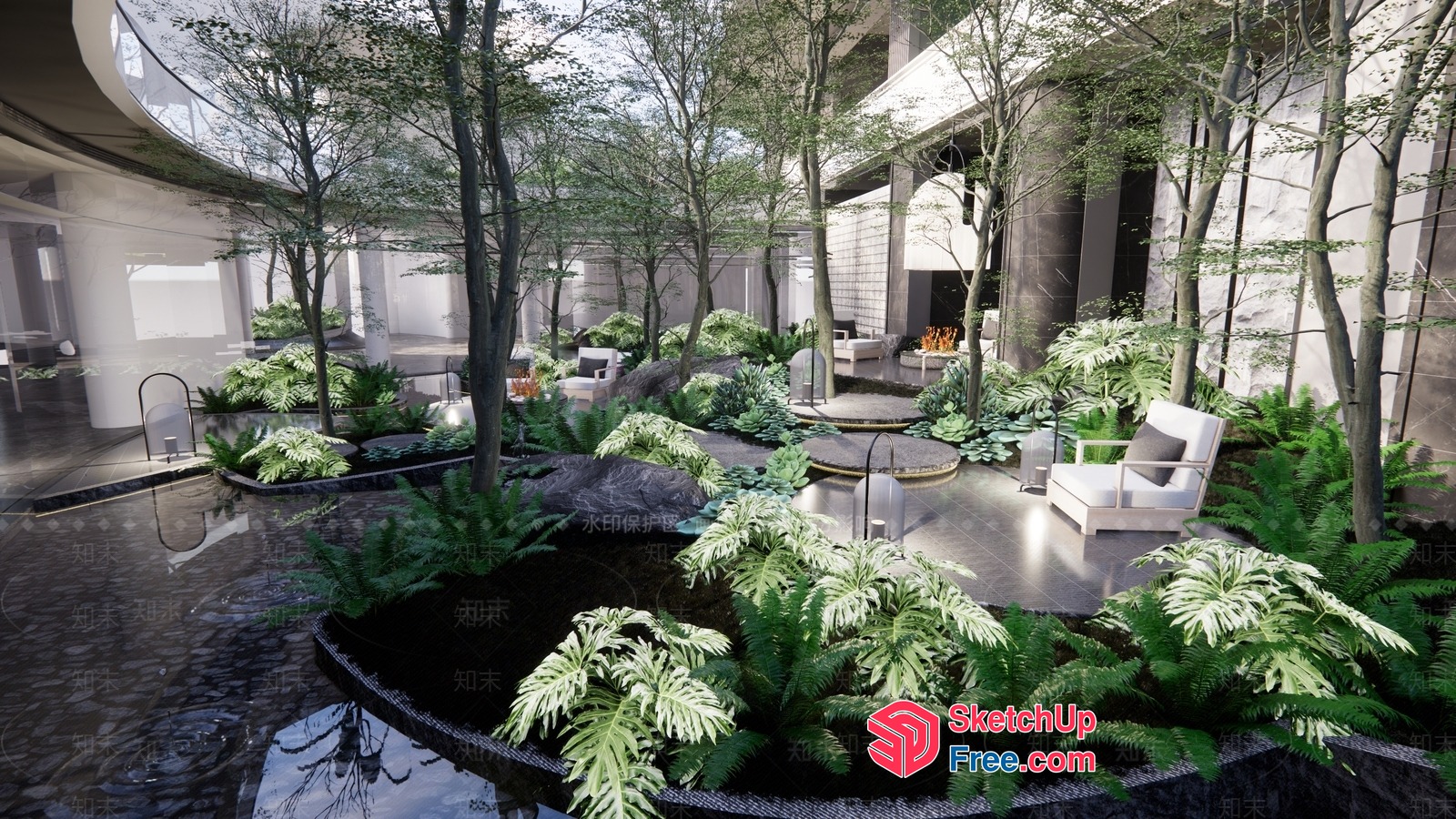 Serene Courtyard Oasis 3D SketchUp File