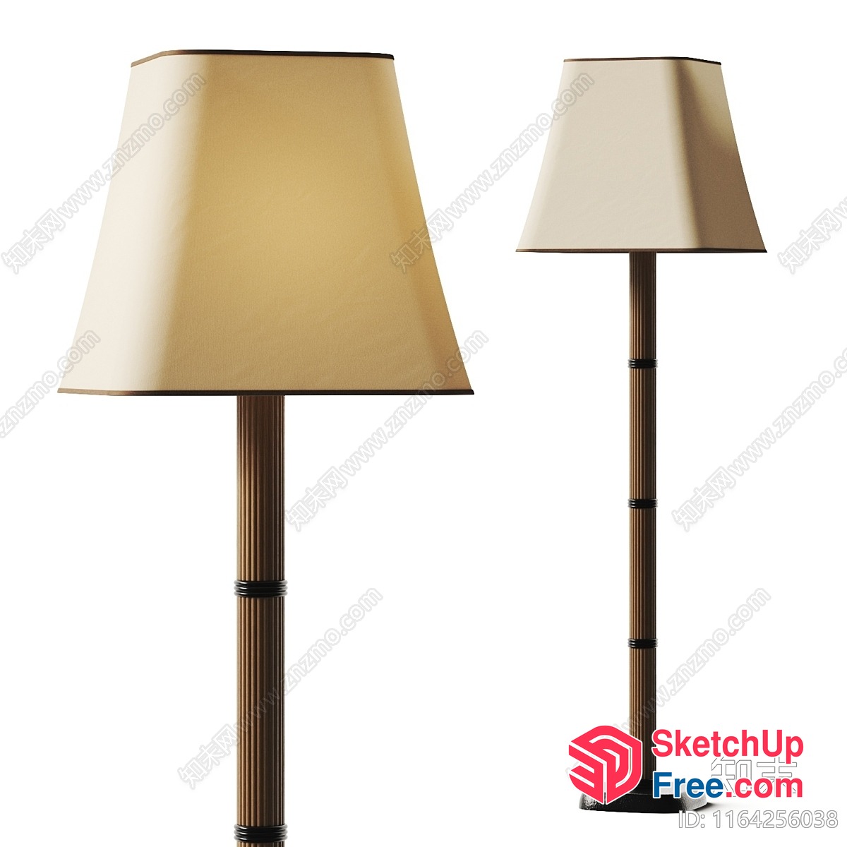 Tall Table Lamps With Creamy Shades 3D SketchUp File