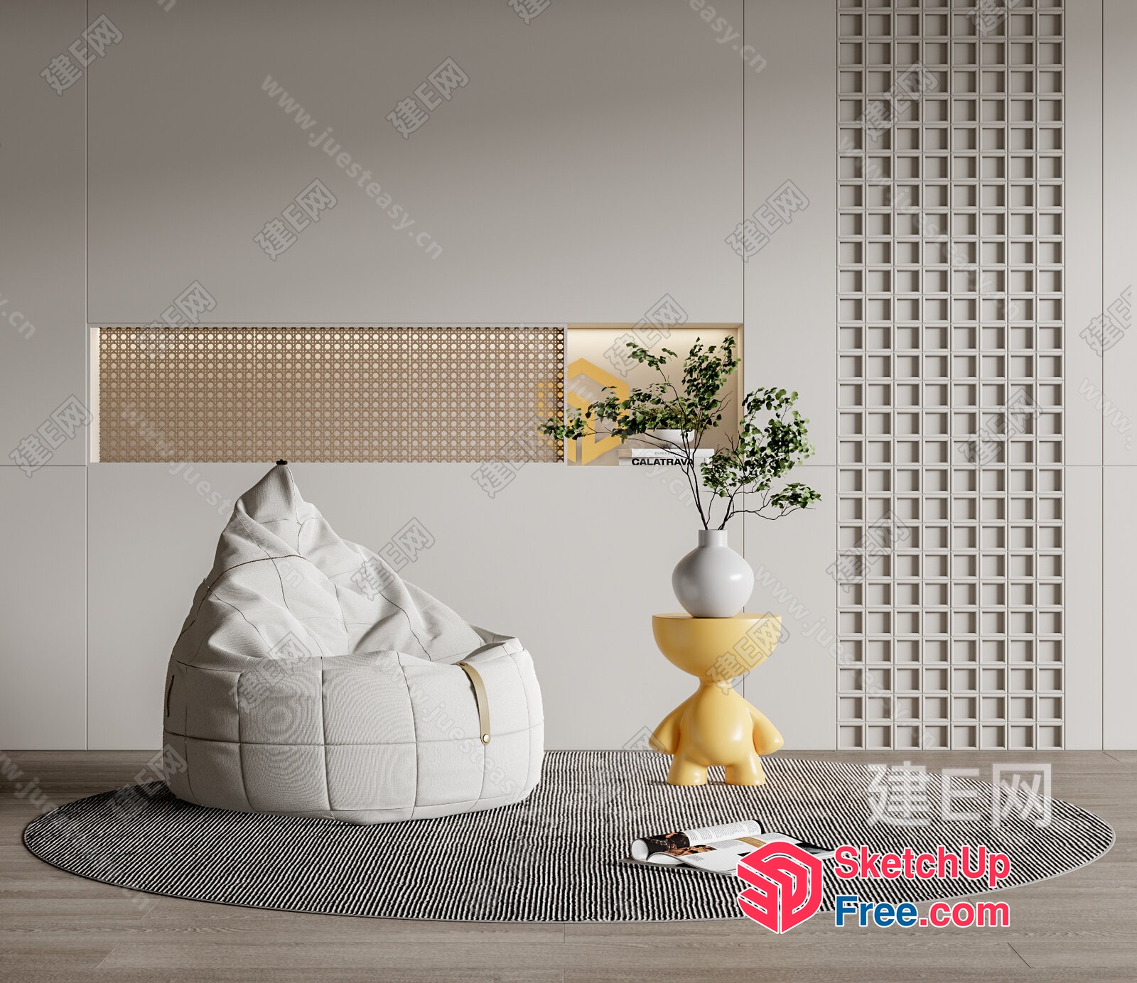 Modern Minimalist Living Room Interior Design 3D SketchUp File