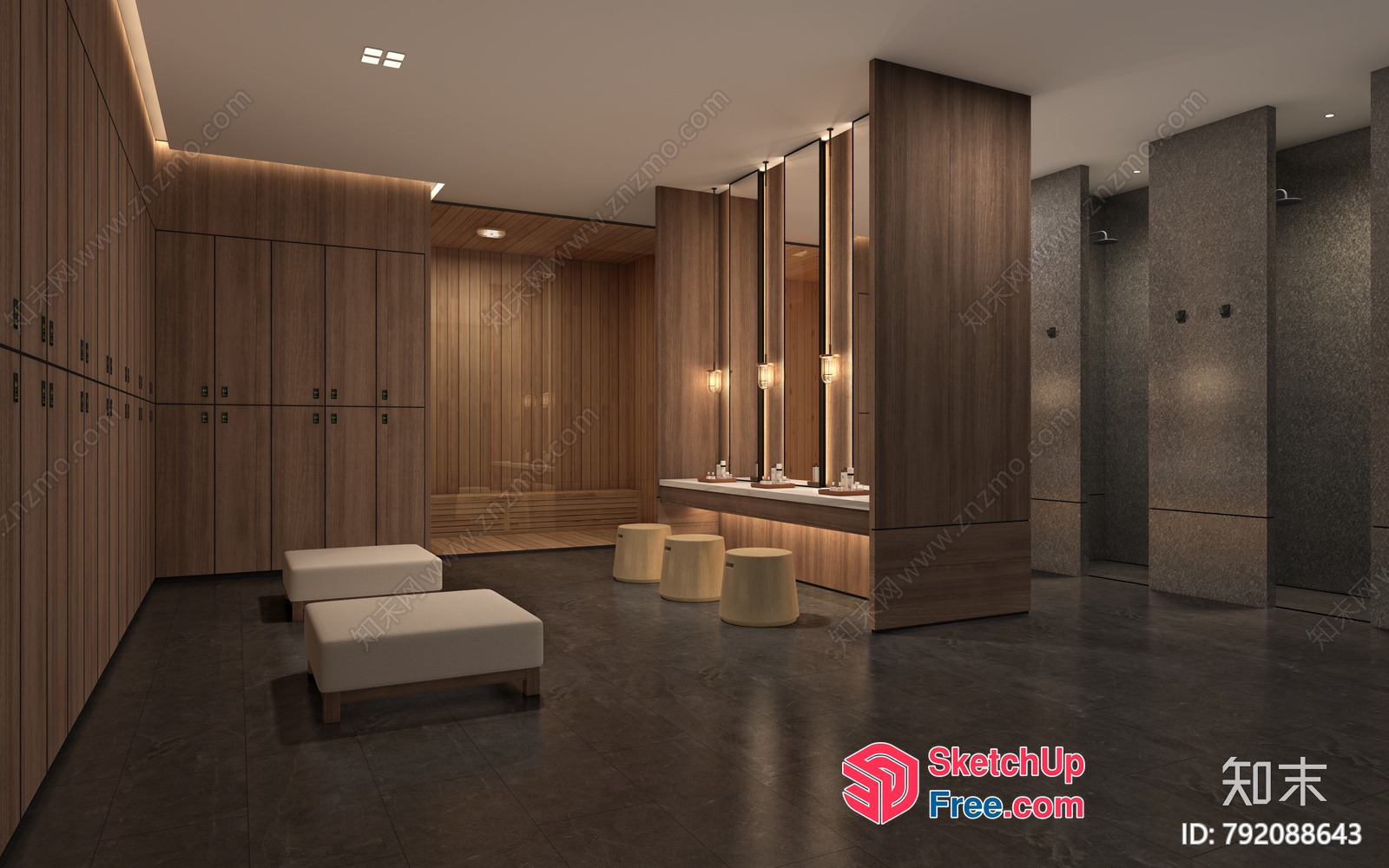 Modern Spa Bathroom Interior With Natural Wood Accents 3D SketchUp File