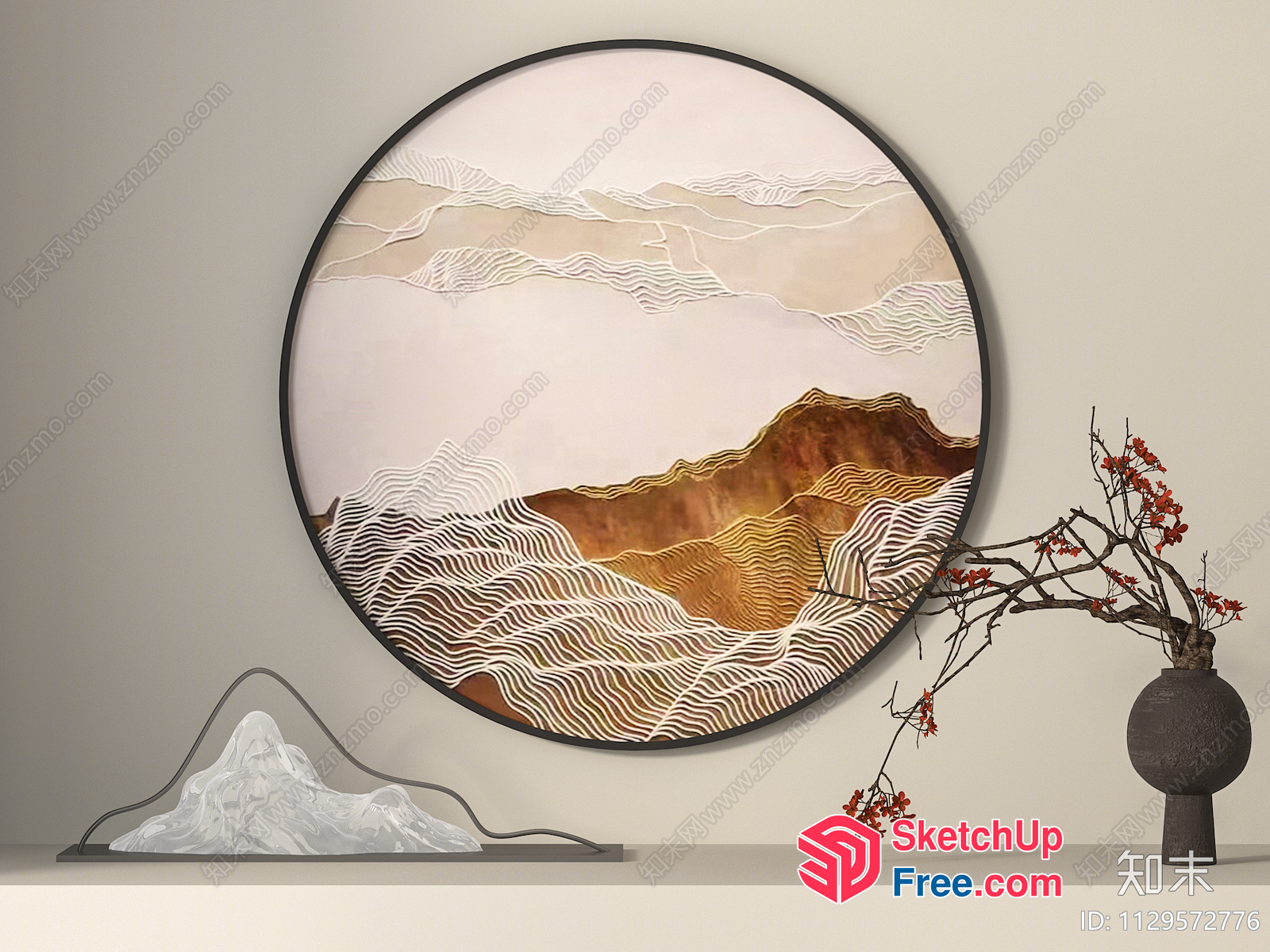 Serene Japanese Landscape Artwork 3D SketchUp File
