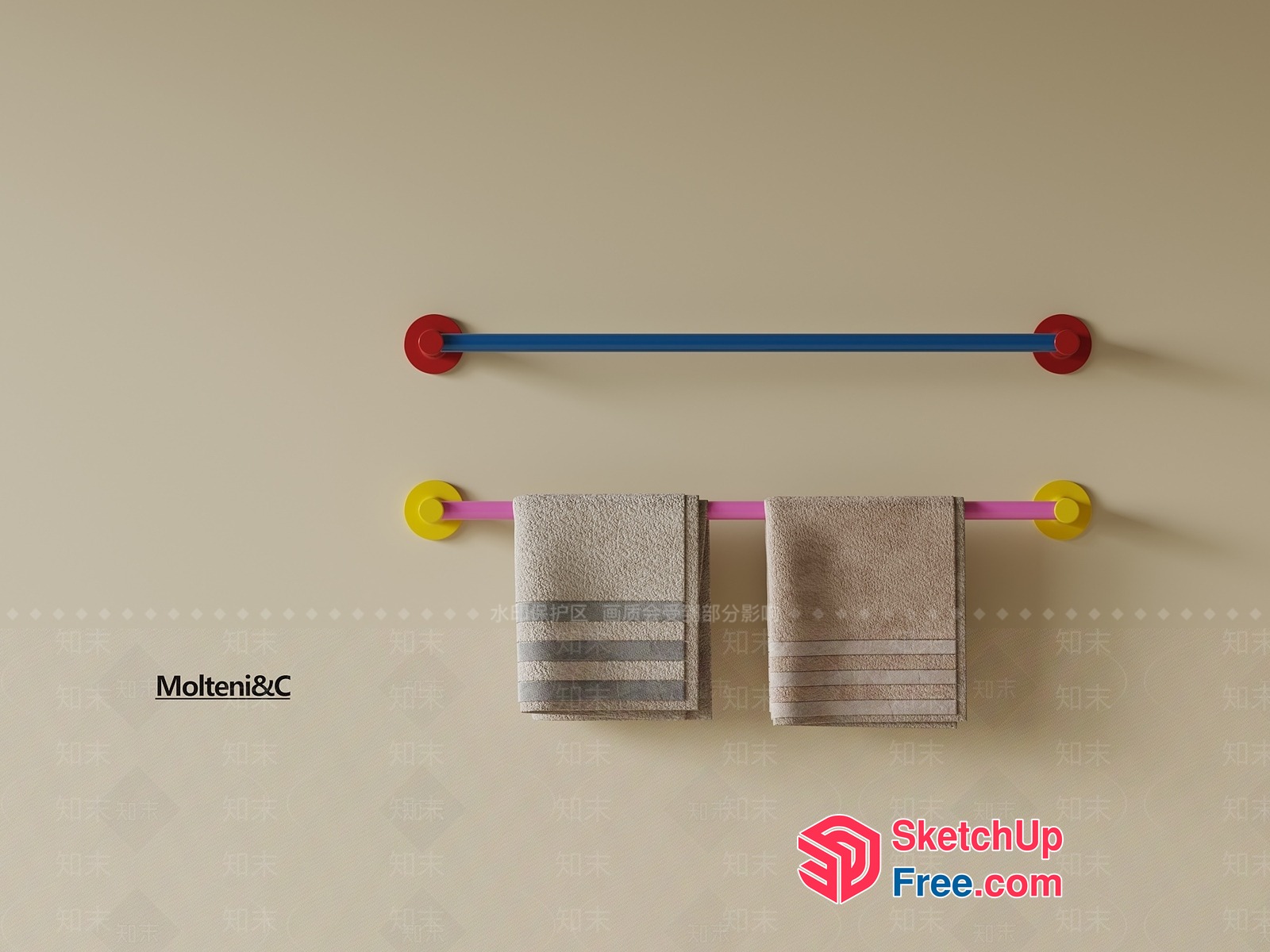 Two Towels Hanging On A Colorful Rack 3D SketchUp File