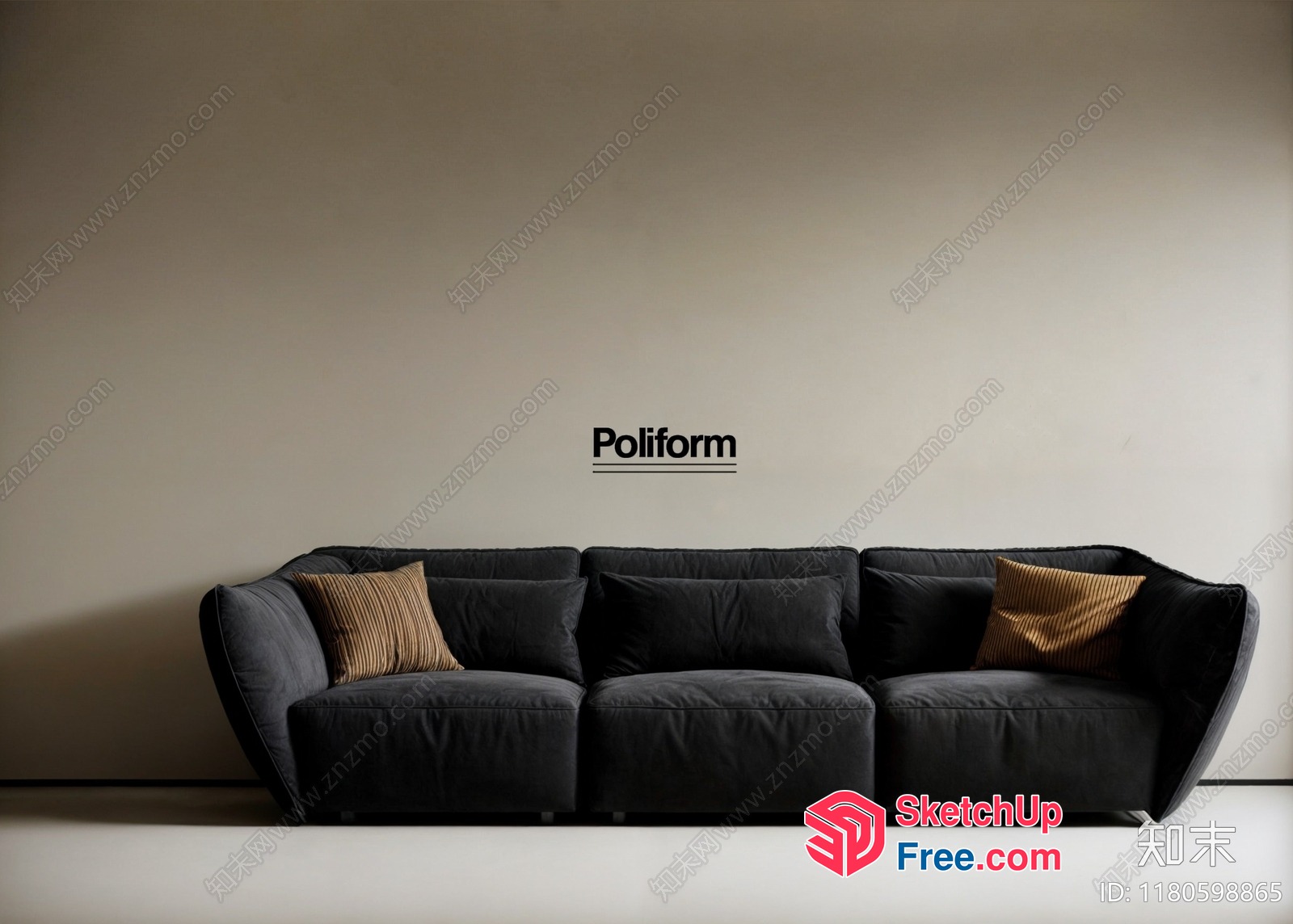 Poliform Sofa In Modern Living Room 3D SketchUp File