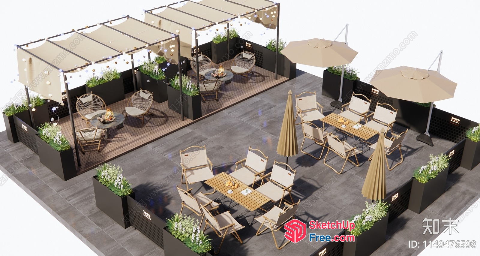 Outdoor Patio Seating Area With Modern Decor 3D SketchUp File