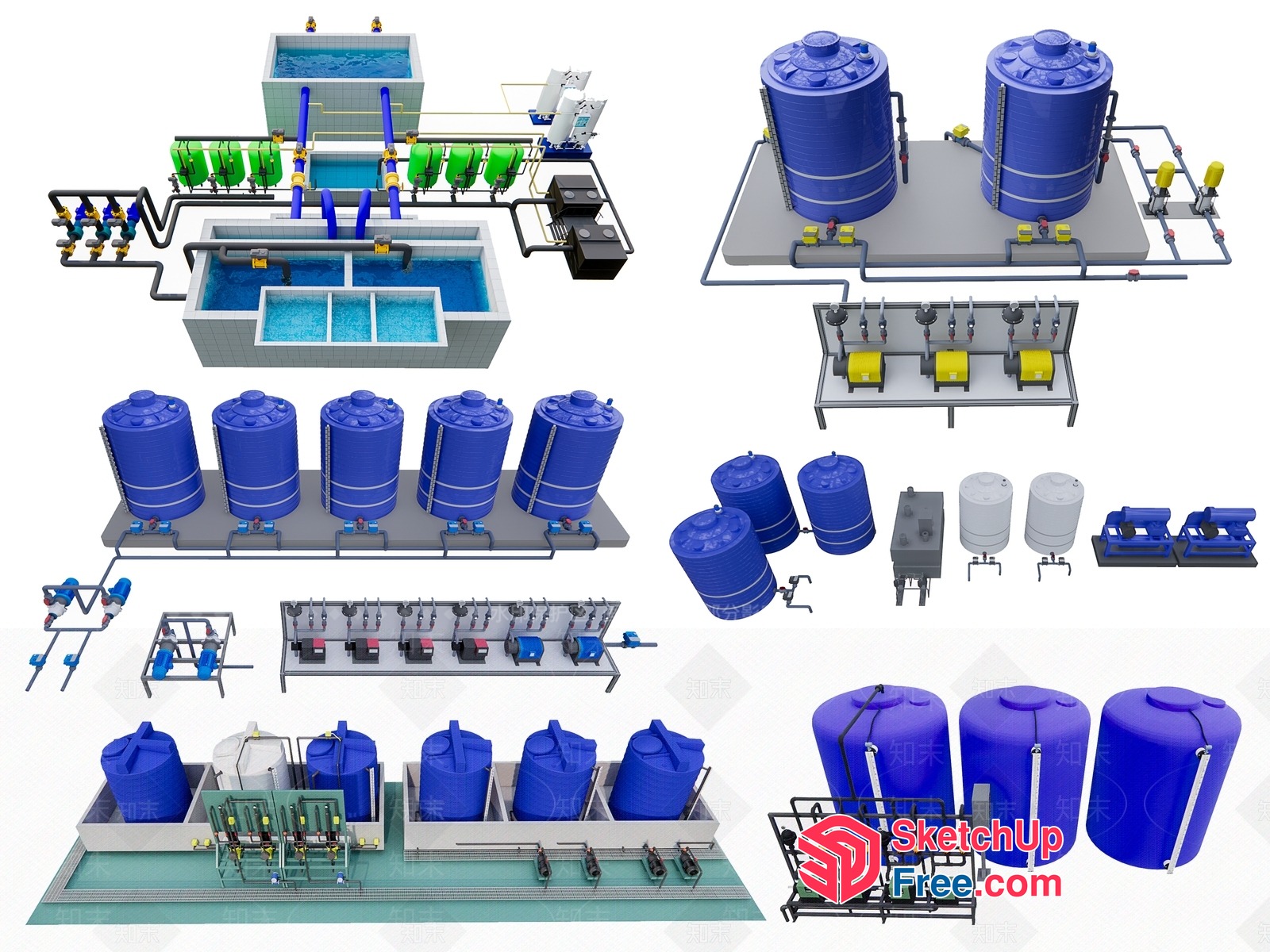 Water Treatment Plant Equipment 3D SketchUp File