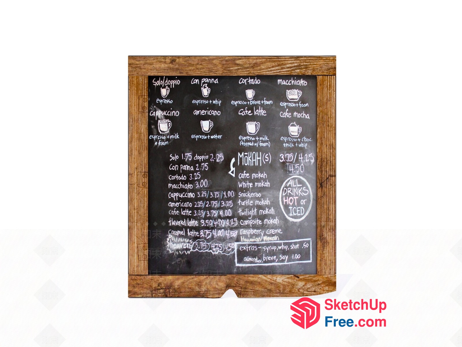 Menu Board With Drinks And Prices 3D SketchUp File