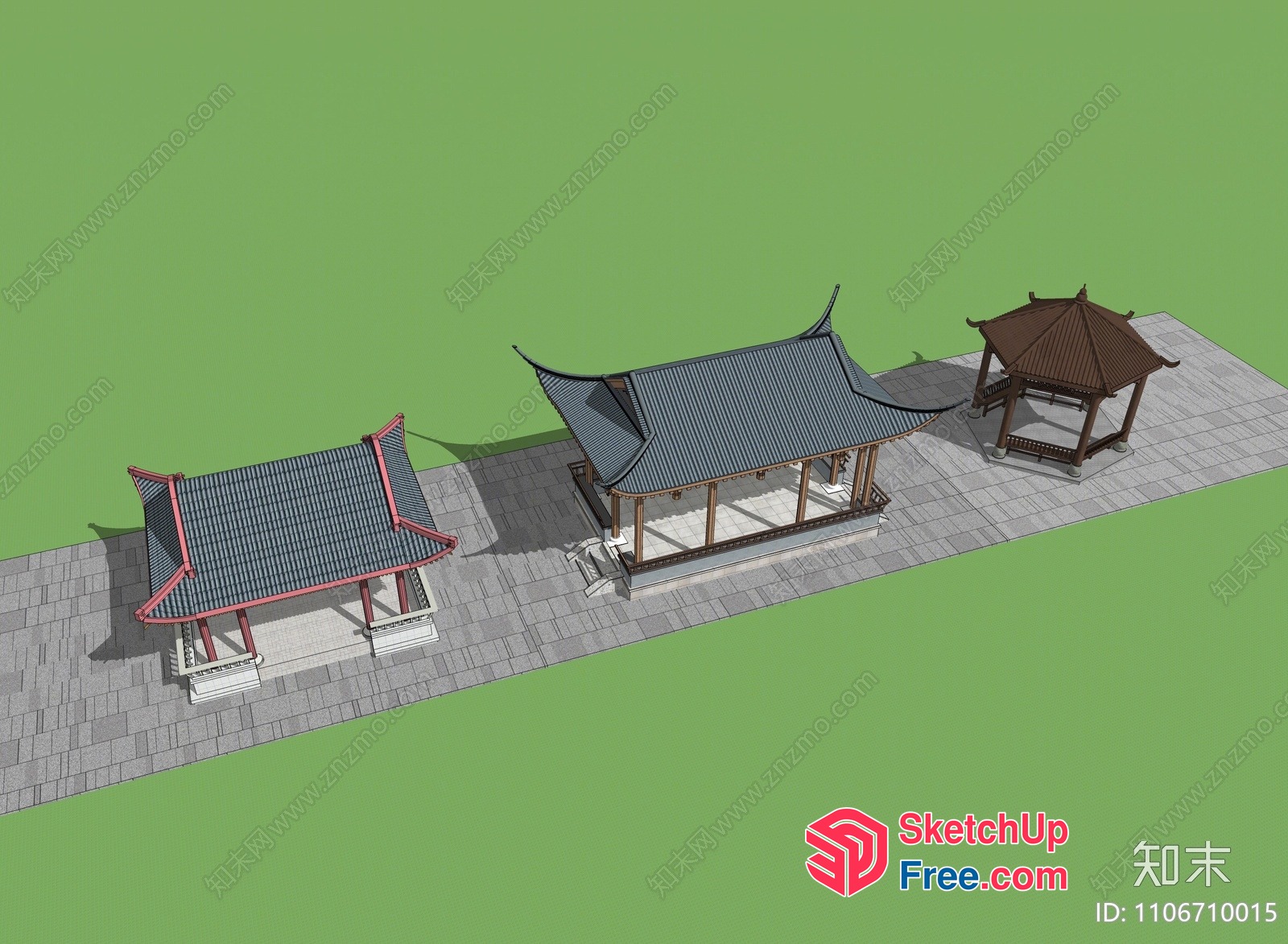 Traditional Asian Pavilion Structures 3D SketchUp File