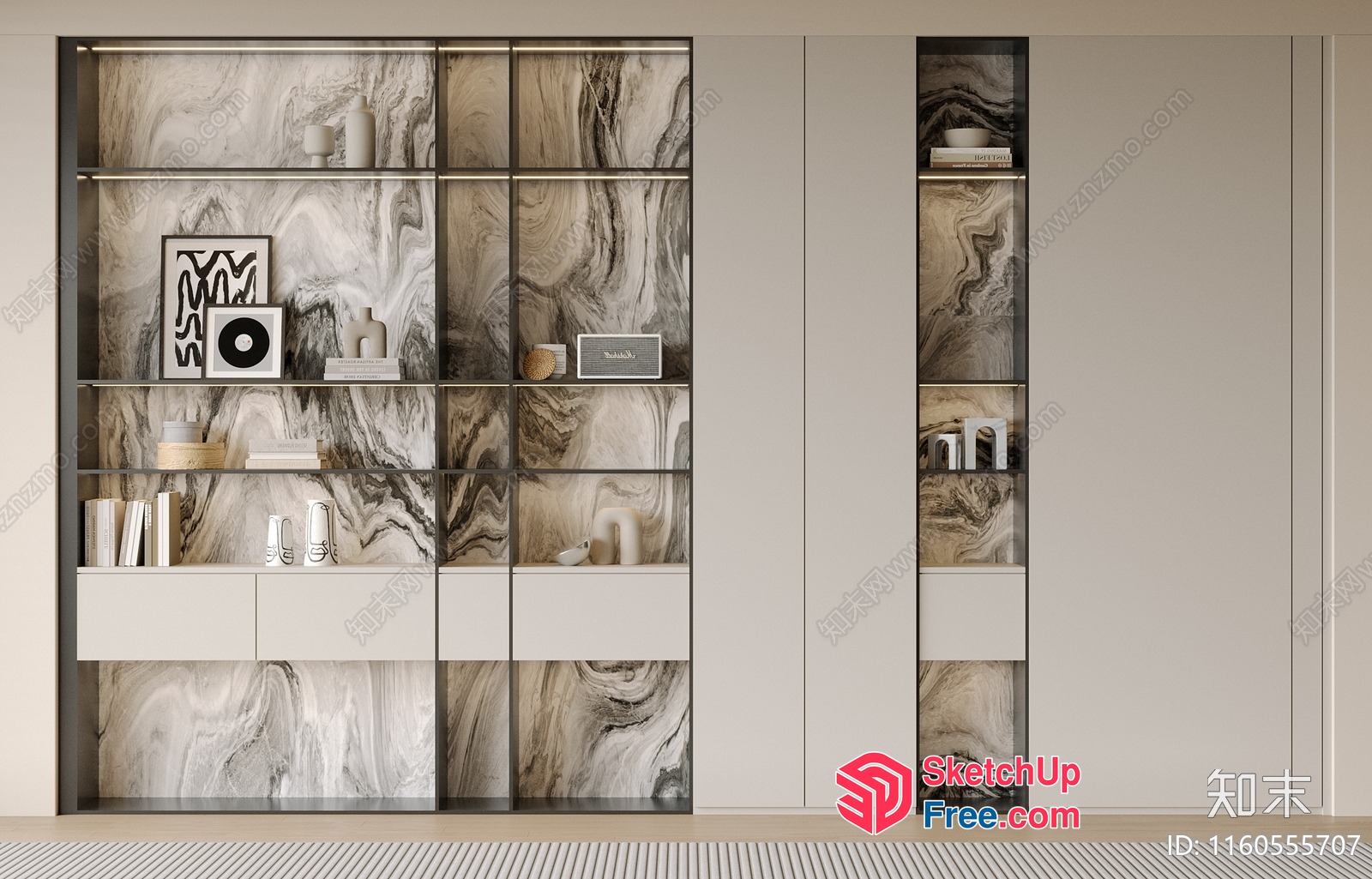 Modern Minimalist Decorative Shelf Unit 3D SketchUp File