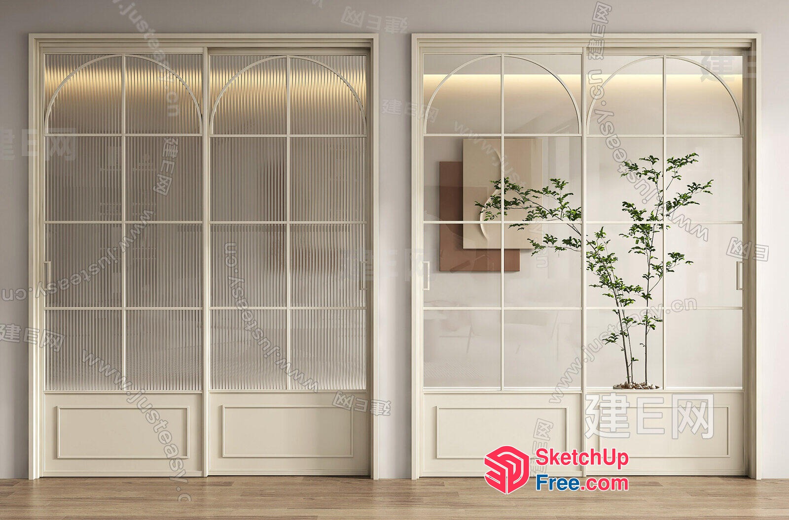 Elegant White Partition Screen With Arched Details 3D SketchUp File