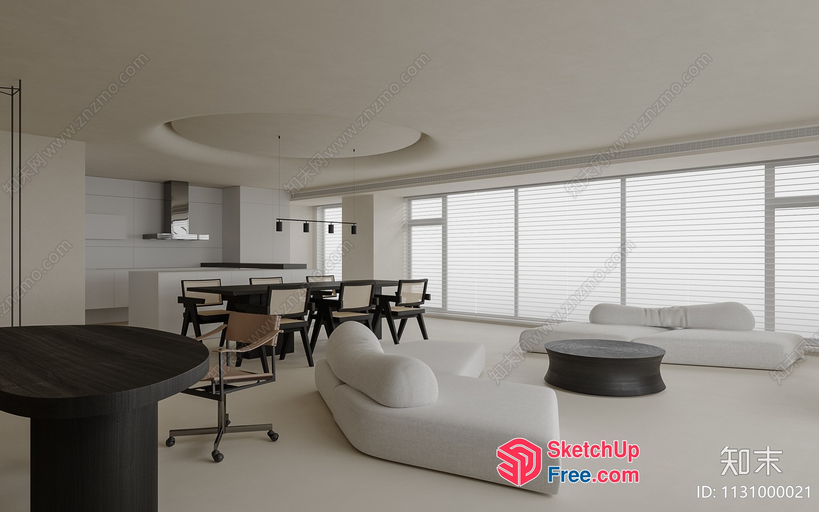 Modern Minimalist White And Black Living Room 3D SketchUp File