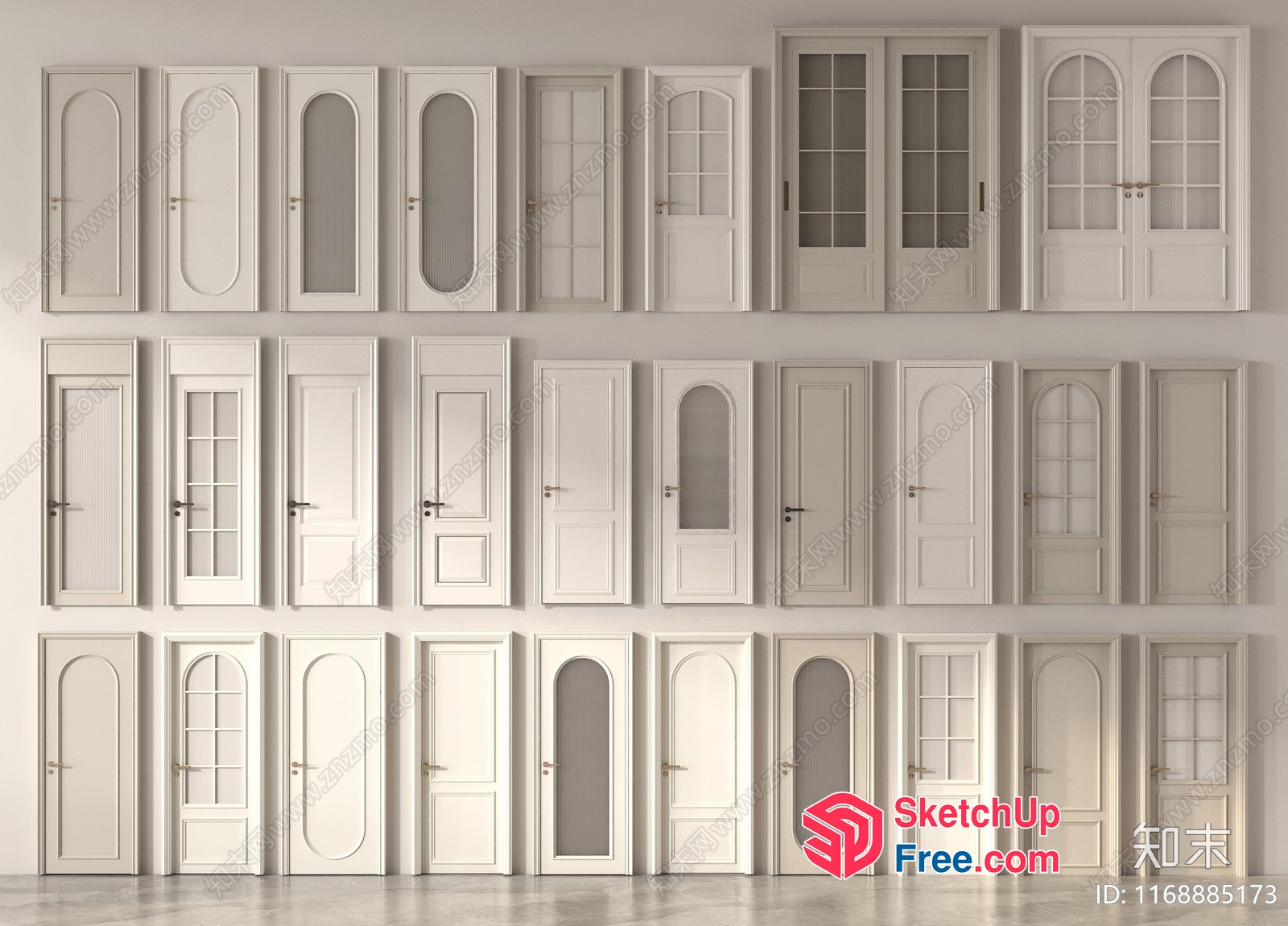 Elegant White Doors And Windows Collection 3D SketchUp File
