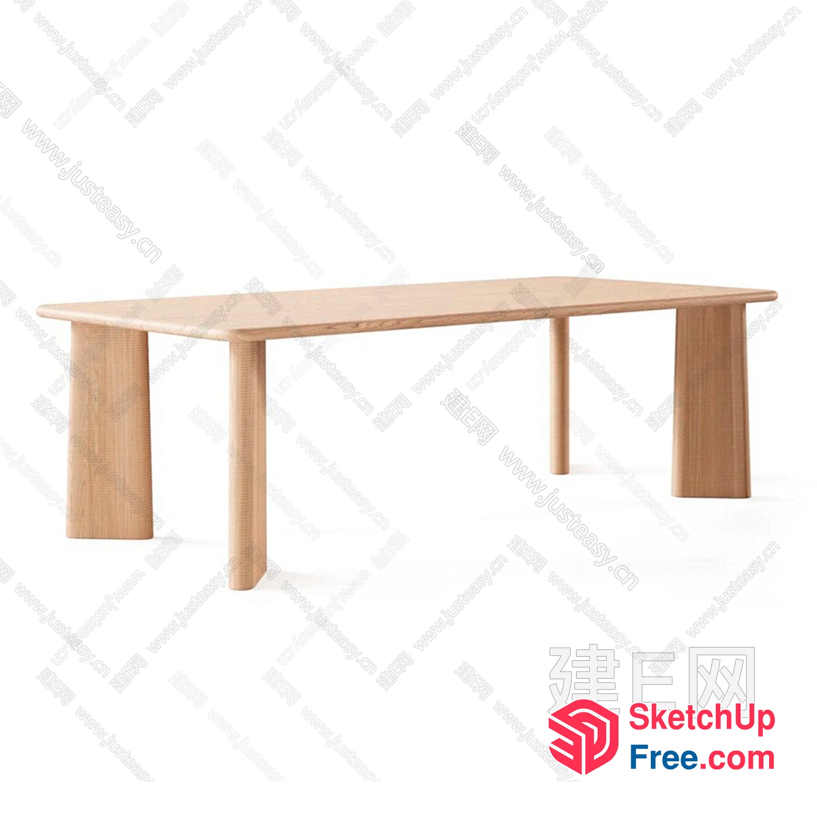 Modern Minimalist Rectangular Wooden Table 3D SketchUp File