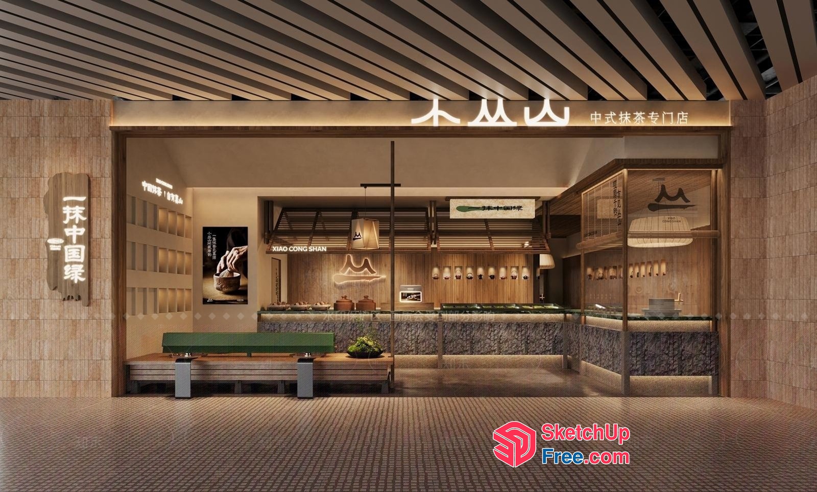 Modern Asian-Inspired Restaurant Interior 3D SketchUp File