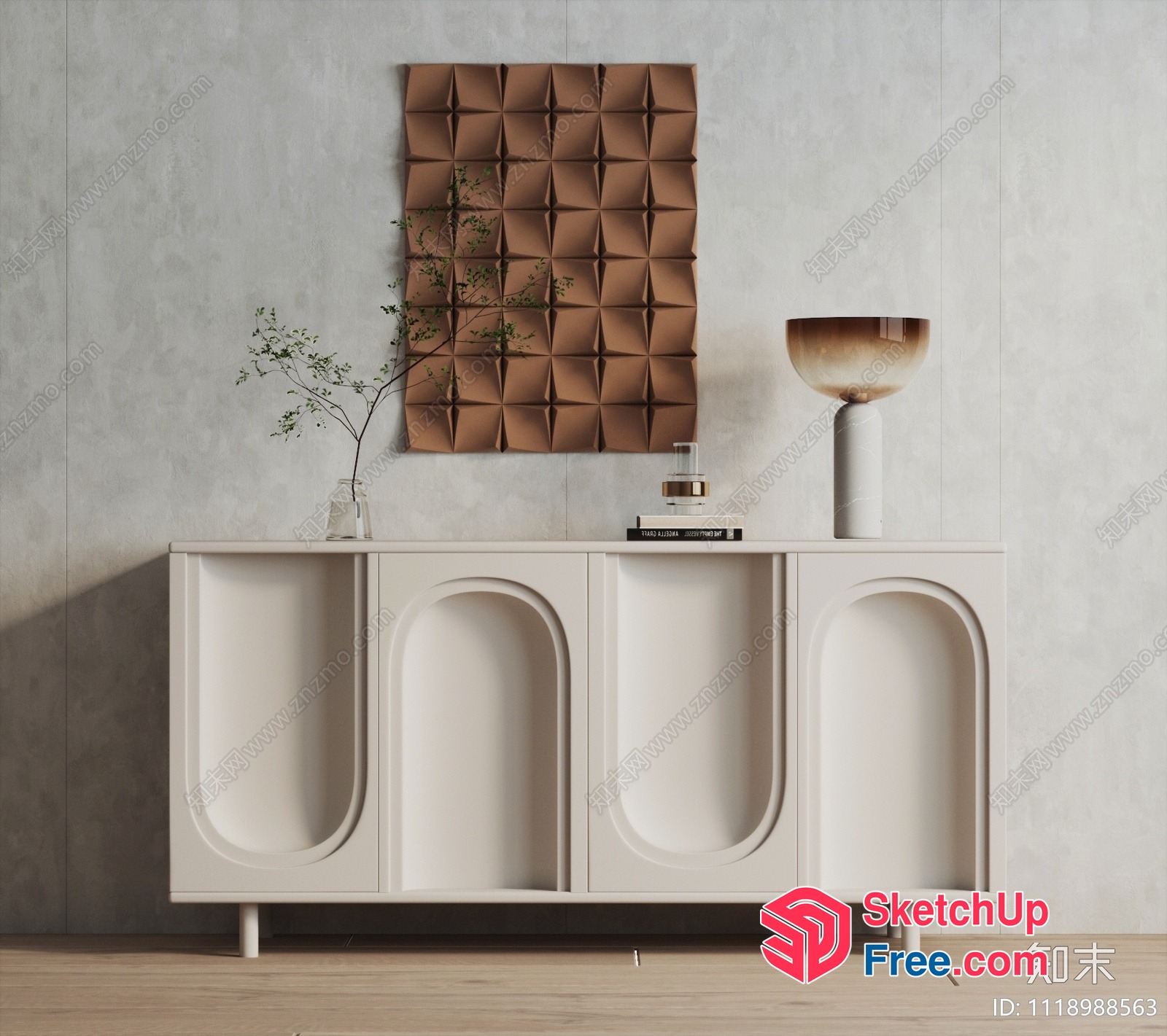 Minimalist White Sideboard With Elegant Decor 3D SketchUp File