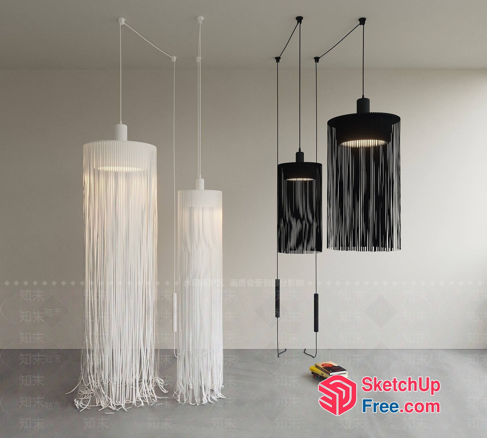 Modern Hanging Light Fixtures With Fringe Decorations 3D SketchUp File
