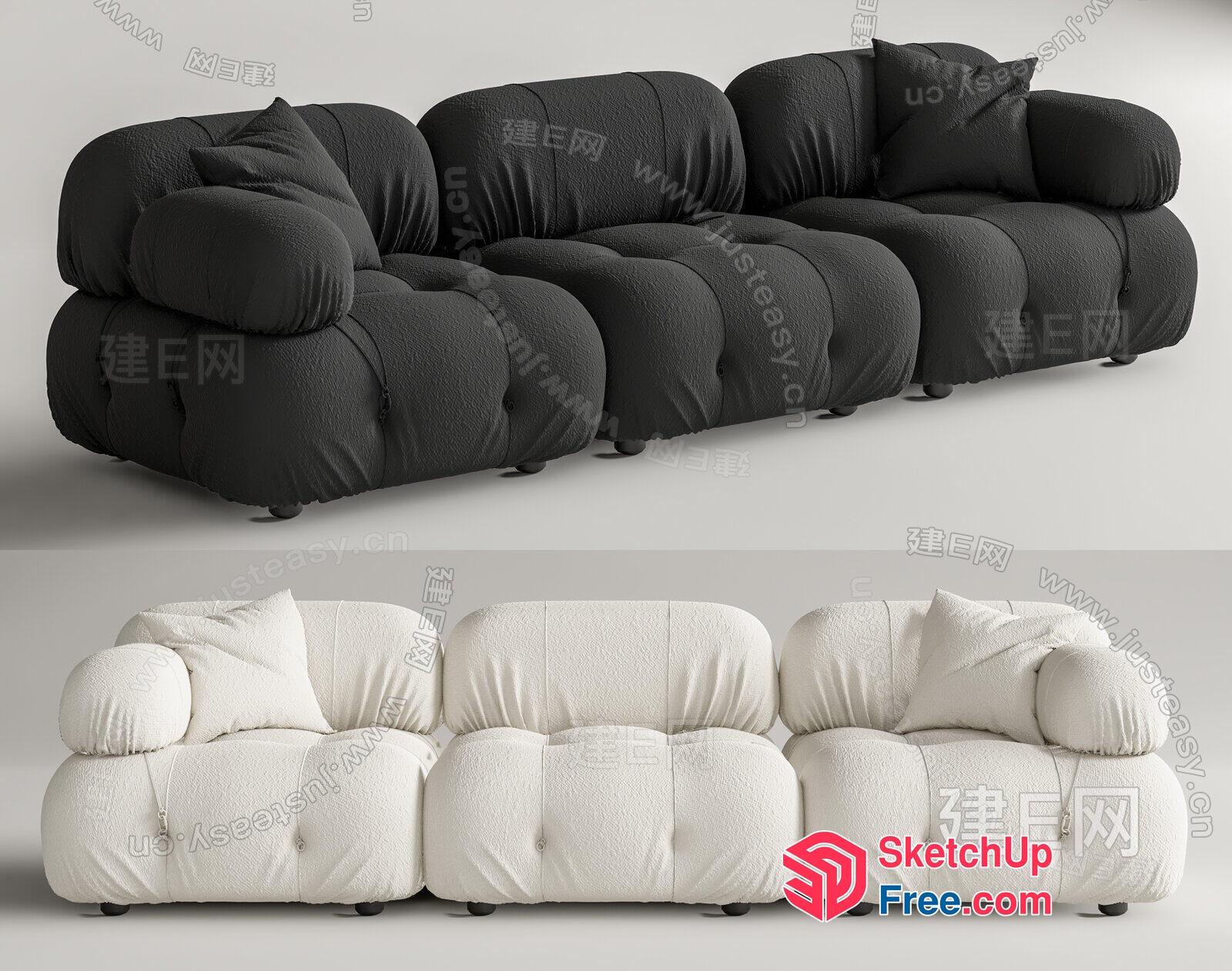 Puffy Couch Sofa Set 3D SketchUp File