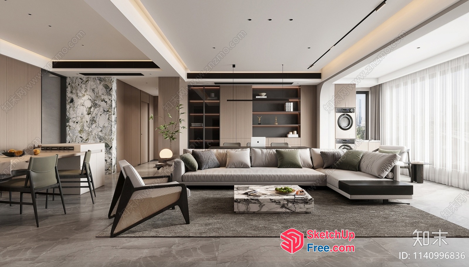 Modern Living Room With Sleek Furniture And Natural Light 3D SketchUp File