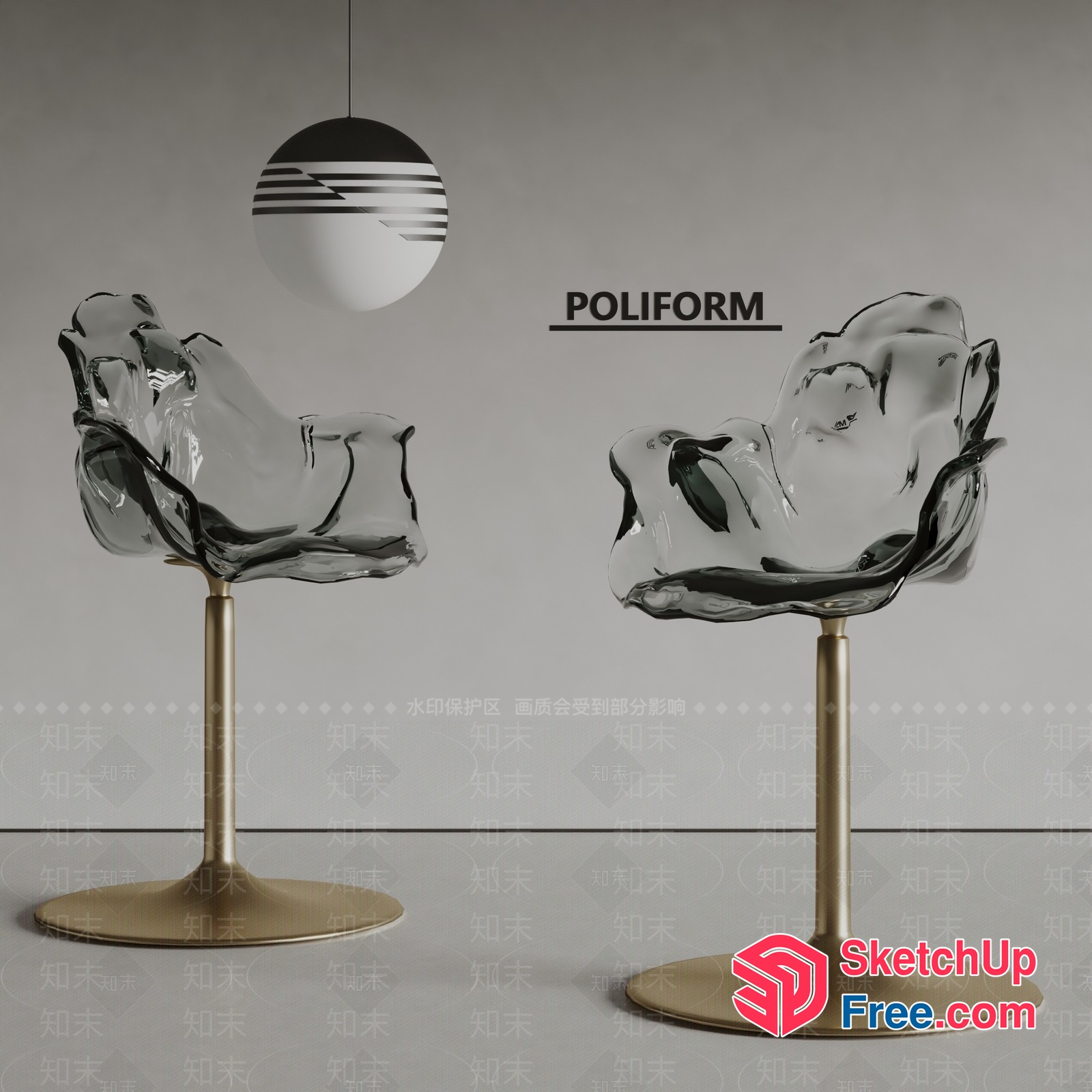 Poliform Glass Chairs 3D SketchUp File