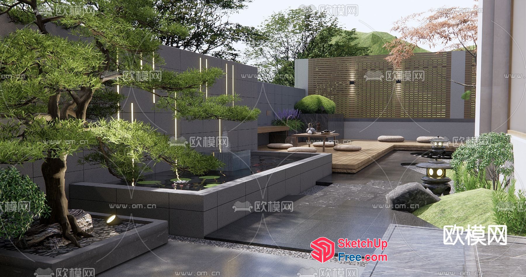 Elegant Modern Japanese Garden With Minimalist Style 3D SketchUp File