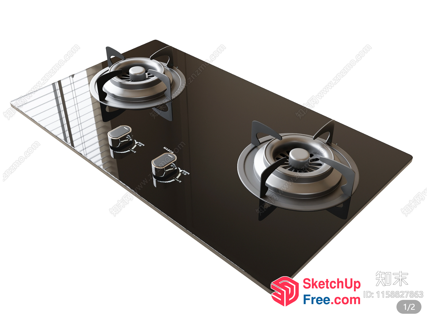 Modern Glass Stove Tops In Sleek Black 3D SketchUp File