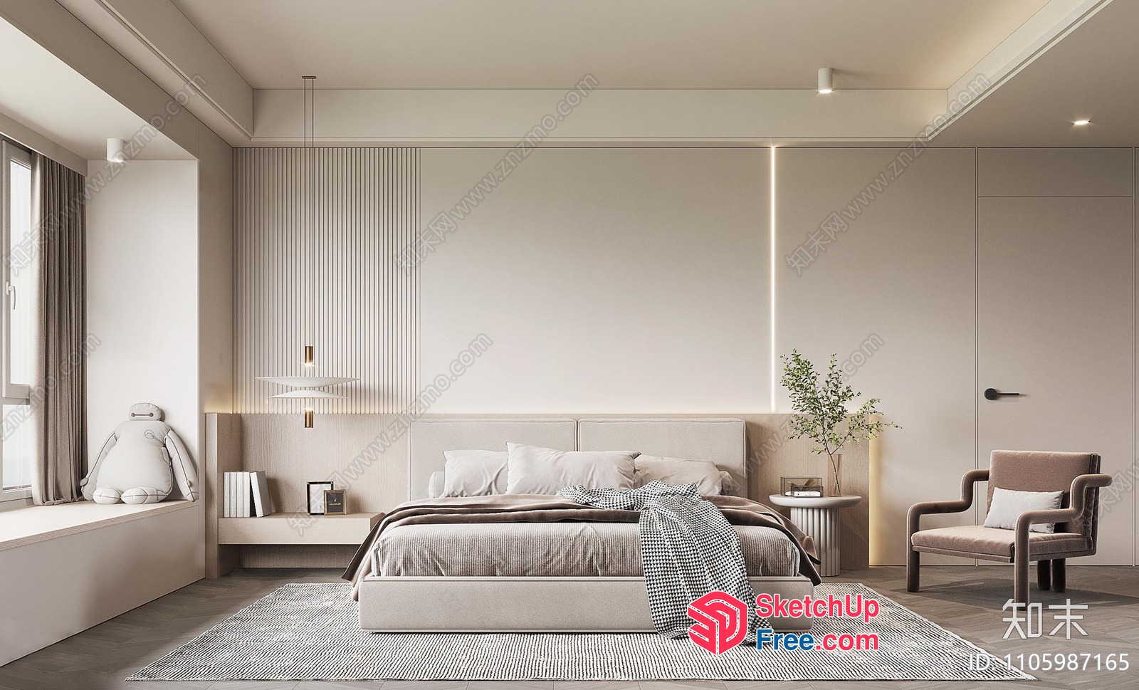 Minimalist Modern Bedroom Interior Design 3D SketchUp File